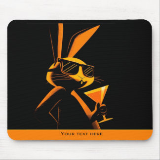 Cooles, spielerisches Retro-Plakat Kaninchen Nacht Mousepad