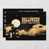 Cooles Spuk Schloss-Mond-Halloween-Spaß-Party Einladung (Vorne/Hinten)