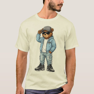 Cooles Stadtbär-Maskottchen - Himmelblaue Streetwe T-Shirt