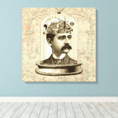 Cooles Steampunk Head Art Uhrwerk Gehirn in Glas Leinwanddruck (Insitu (Holzboden))