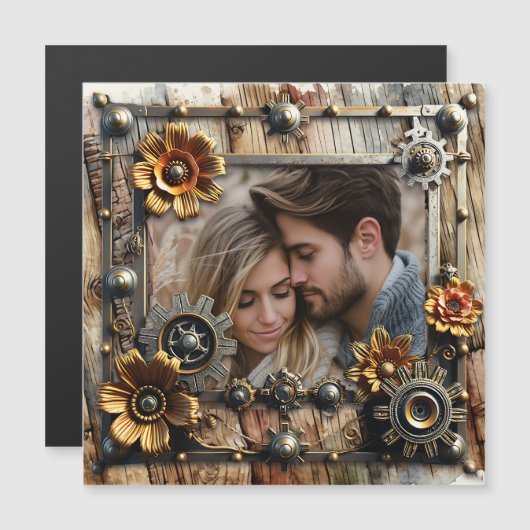 Cooles Steampunk Personalisiertes Foto Magnetkarte (Vorne/Hinten)
