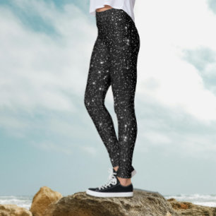 Cooles stilvolles Black Night Sparkling Glittery P Leggings