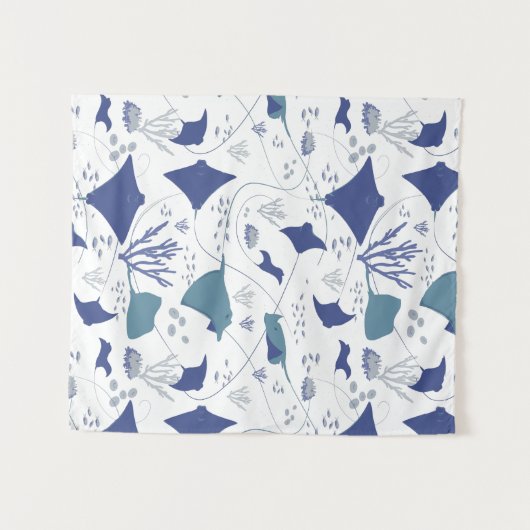 Cooles Stingrochen Tropical Blue Reef Wandteppich (Vorderseite (Horizontal))