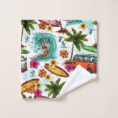 Cooles Strandmuster Badhandtuch Set (Waschlappen)