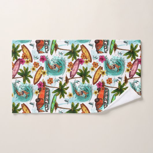 Cooles Strandmuster Badhandtuch Set (Handtuch)