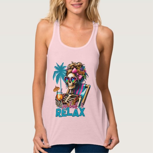 Cooles Strandskelett Wortart Sommer Tank Top (Vorderseite)