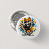 Cooles Street-Fuchs-T-Shirt | Urbaner Graffiti-Fuc Button (Vorne & Hinten)