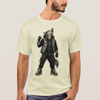 Cooles Streetwear-Wolf-Grafik-T-Shirt | Urban Anim T-Shirt
