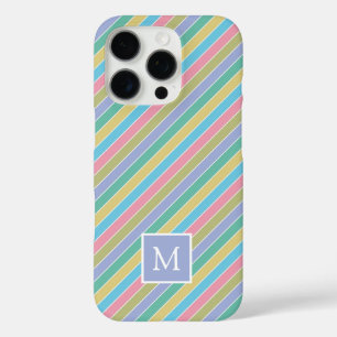 Cooles, stylisches Diagonal Striptes Monogramm iPhone 16 Pro Hülle