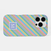 Cooles, stylisches Diagonal Striptes Monogramm iPhone Hülle (Rückseite (Horizontal))
