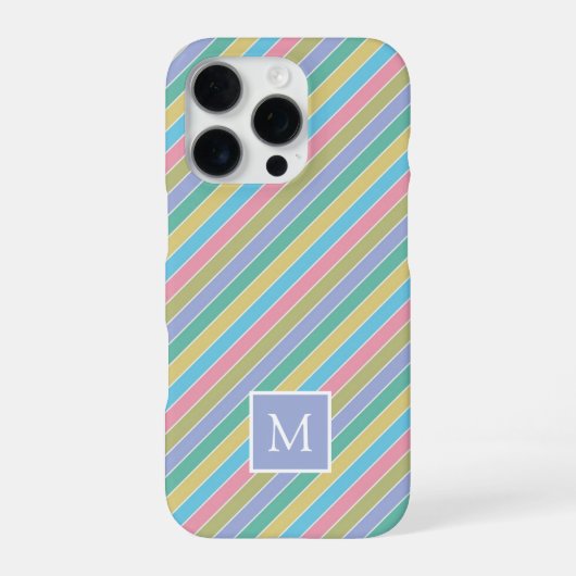 Cooles, stylisches Diagonal Striptes Monogramm iPhone Hülle (Rückseite)