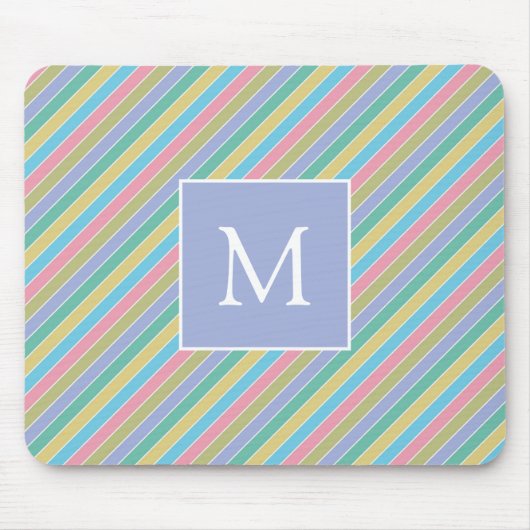 Cooles, stylisches Diagonal Striptes Monogramm Mousepad (Vorne)