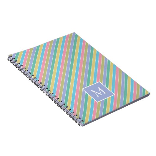 Cooles, stylisches Diagonal Striptes Monogramm Notizblock (Rechte Seite)