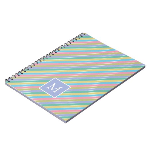 Cooles, stylisches Diagonal Striptes Monogramm Notizblock (Linke Seite)