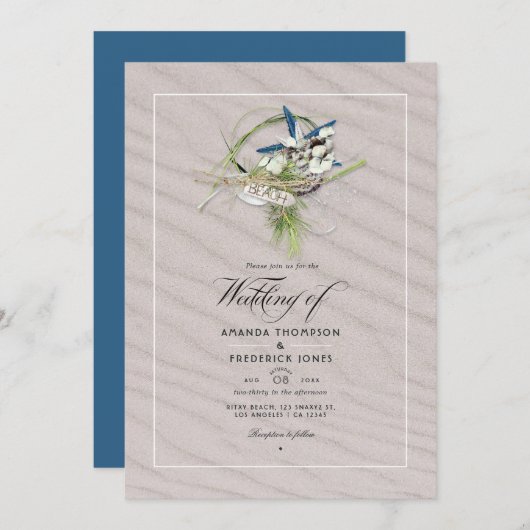 Cooles Summer Beach Hochzeit Foto Einladung (Vorne/Hinten)