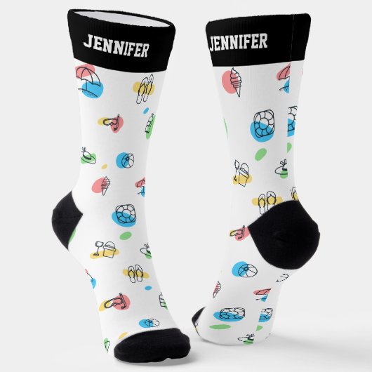Cooles Summer Beach Pattern Personalisiert Socken (Gewinkelt)