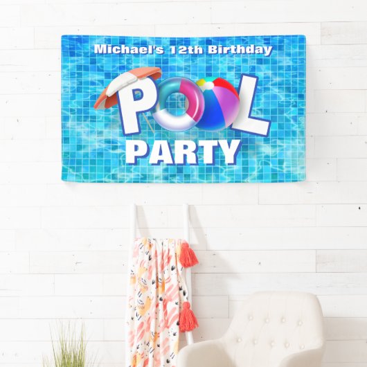Cooles Summer Pool Party Schwimmen Wasserspass Banner (Insitu)