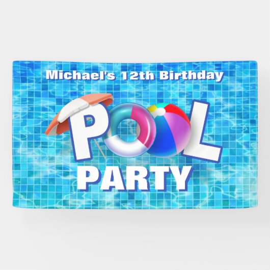 Cooles Summer Pool Party Schwimmen Wasserspass Banner (Horizontal)
