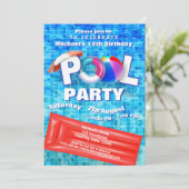 Cooles Summer Pool Party Schwimmen Wasserspass Einladung (Stehend Vorderseite)
