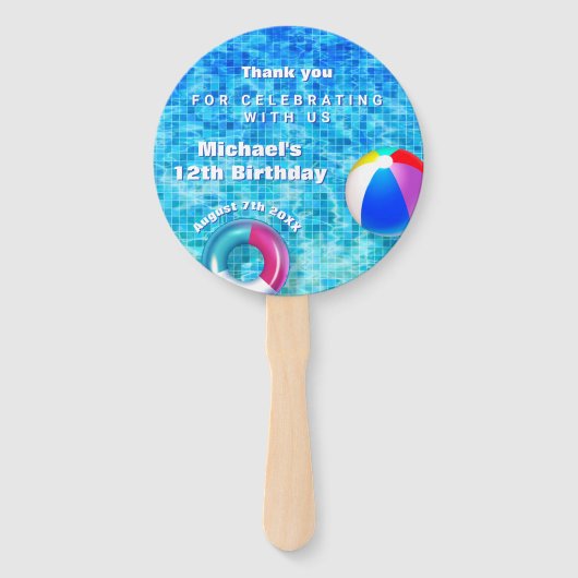 Cooles Summer Pool Party Schwimmen Wasserspass Fächer (Rückseite)