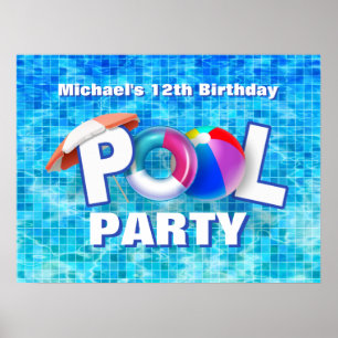 Cooles Summer Pool Party Schwimmen Wasserspass Poster
