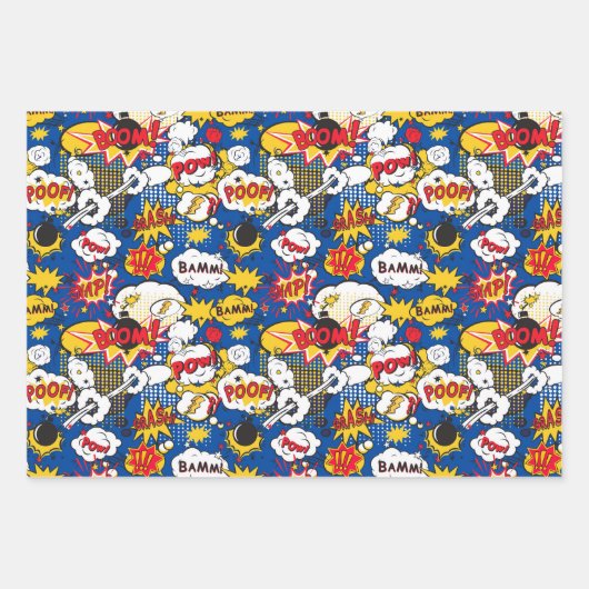 cooles Superheld-Wortart-Muster Geschenkpapier Set (Vorderseite 3)