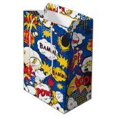 cooles Superheld-Wortart-Muster Mittlere Geschenktüte (Rückseite Schrägansicht)