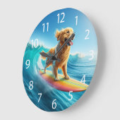 Cooles Surfen Goldener Retriever Große Wanduhr (Winkel)