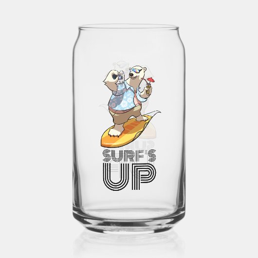 Cooles Surfen Polar Bear Surf's Up Cartoon Dosenglas (Rückseite)