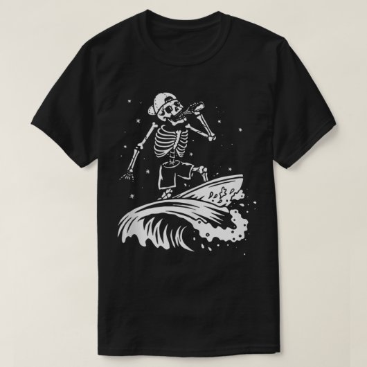Cooles Surfen Skeleton Surfer Schwimmer Beach Wave T-Shirt (Design vorne)