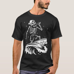 Cooles Surfen Skeleton Surfer Schwimmer Beach Wave T-Shirt