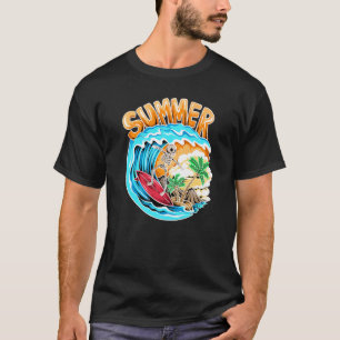Cooles Surfen Skeleton Surfer Schwimmer Beach Wave T-Shirt