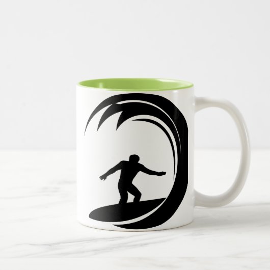 Cooles Surfen Zweifarbige Tasse (Rechts)