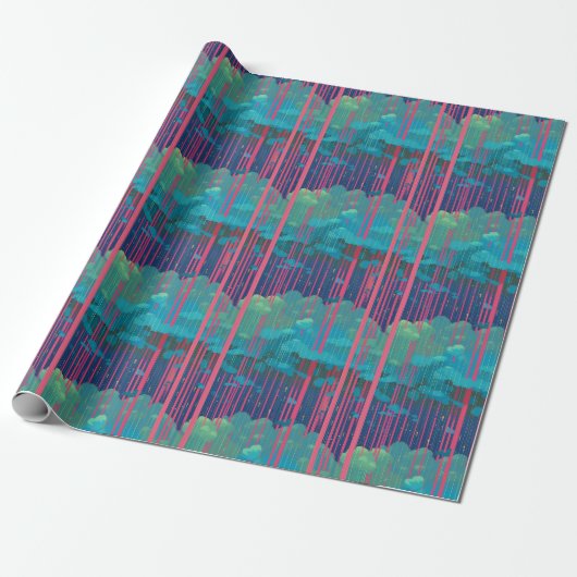 Cooles Surreal Pink Blue Rain Cloud Tropfen Muster Geschenkpapier (Ungerollt)