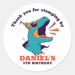 Cooles T-Rex Cartoon Dinosaur Kindergeburtstag Par Runder Aufkleber