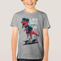 Cooles T-Rex Dinosaur Skateboarding Kinder T-Shirt