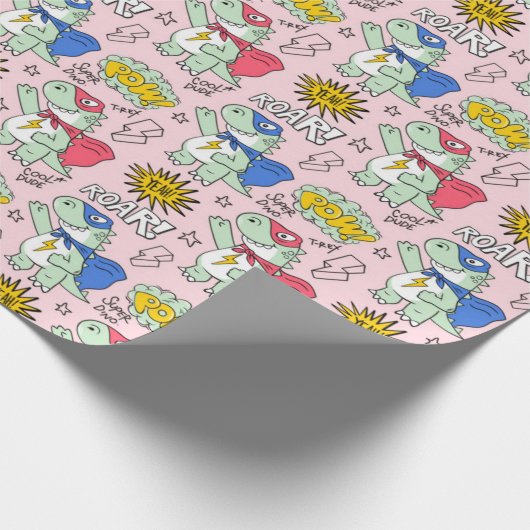 Cooles T-Rex-Muster Geschenkpapier (Ecke)