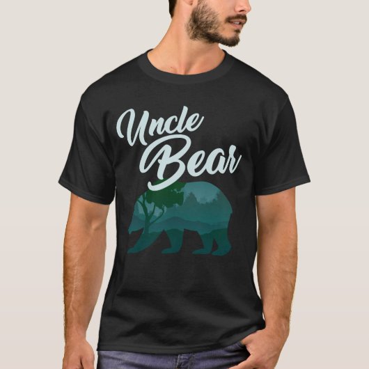 Cooles T-Shirt Onkel-Bear mit Gebirgsszenen-Bären (Vorderseite)