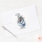 Cooles Tätowierung des grünen Drachen im Mittelalt Runder Aufkleber (Umschlag)