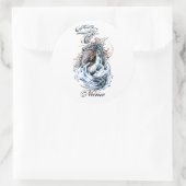 Cooles Tätowierung des grünen Drachen im Mittelalt Runder Aufkleber (Tasche)