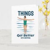 Cooles Tauchen - das Schwimmen wird besser Karte (Gelbe Blume)