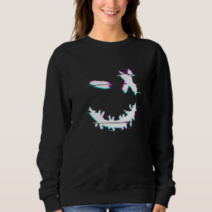 Cooles Techno Glitch Lächeln Trippy Goa Rave Outfi Sweatshirt