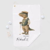 Cooles Tee-Rex-Golfer-Dinosaur-Signatur-Name Golfhandtuch (Insitu)