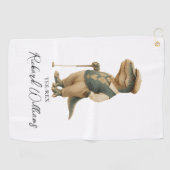 Cooles Tee-Rex-Golfer-Dinosaur-Signatur-Name Golfhandtuch (Horizontal)