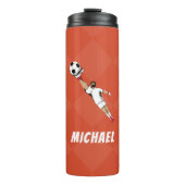 Cooles Thema Orange & White Goalkeeper Fußball Thermosbecher (Vorderseite)