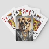 Cooles Tier mit Lederjacke und Sonnenbrille Spielkarten (Rückseite)