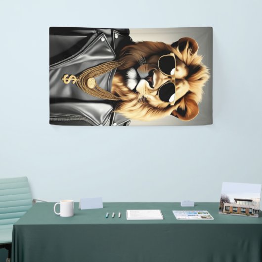 Cooles Tier mit Sonnenbrille und Lederjacke Banner (Messeveranstaltung)