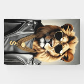 Cooles Tier mit Sonnenbrille und Lederjacke Banner (Horizontal)
