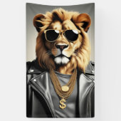 Cooles Tier mit Sonnenbrille und Lederjacke Banner (Vertikal)