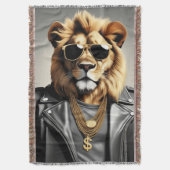 Cooles Tier mit Sonnenbrille und Lederjacke Decke (Vorderseite Vertikal)